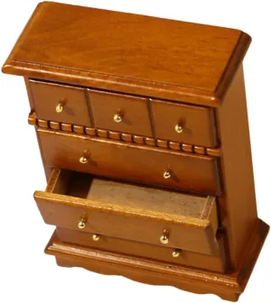 Hemoton Miniature Cabinet Model Vintage Wooden Dollhouse Furniture Decoration for Bedroom Dining Room Compact Sturdy Design Natural Texture Walnut Color