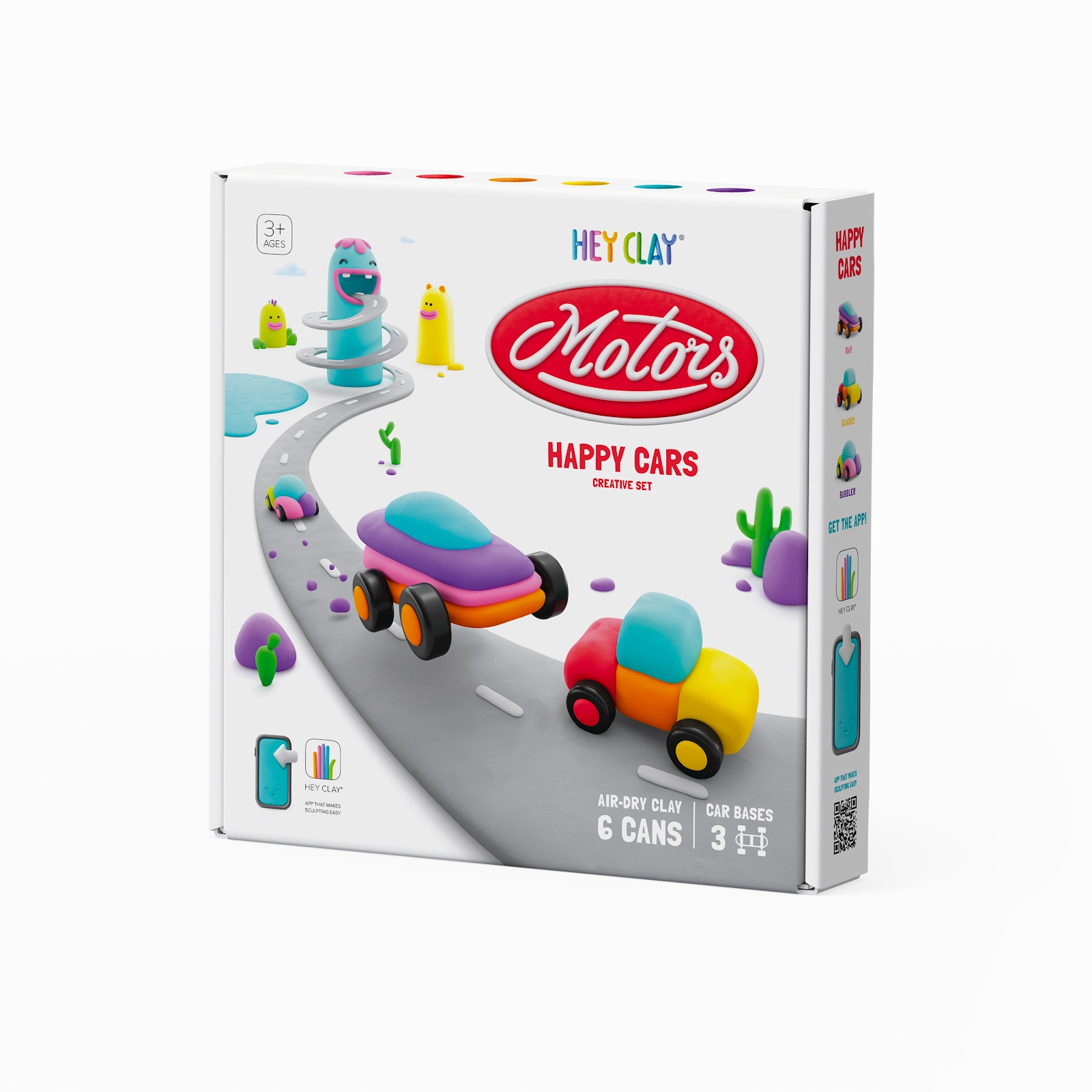 Hey Clay -  Happy Cars Set Air-Dry Clay 6 Cans -Multicolor