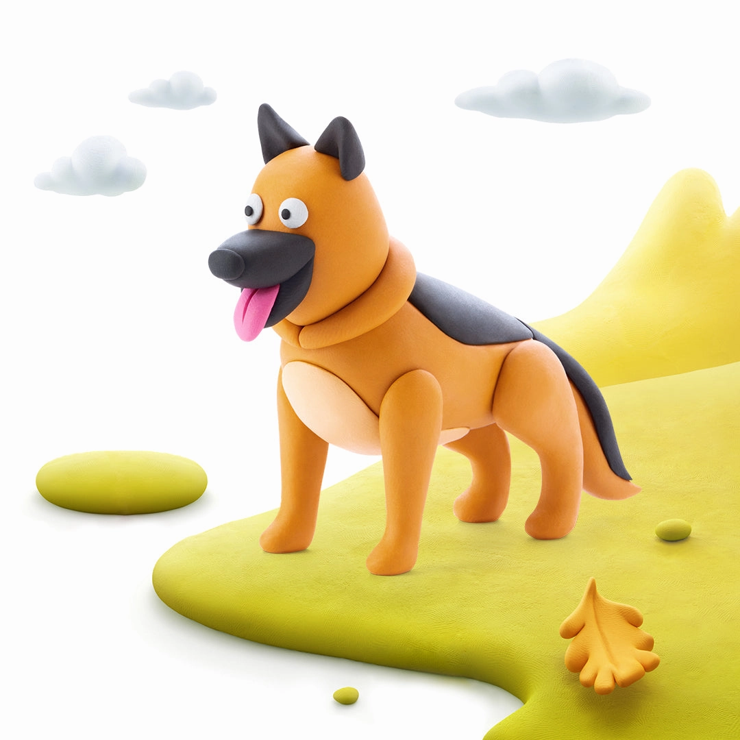 HEY CLAY, DOG STORY, SHEPHERD, 3 CANS, 5 COLOUR