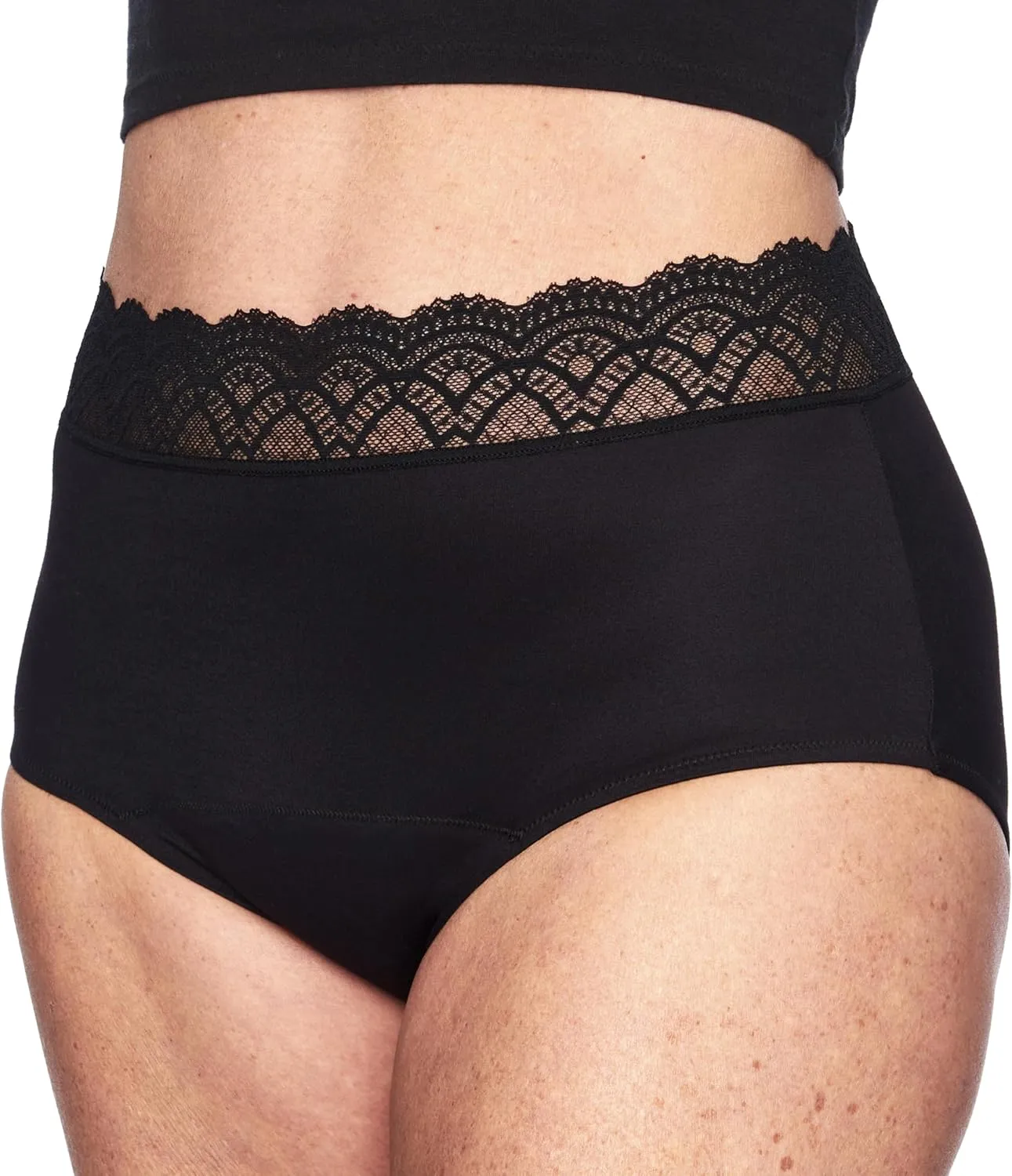 Hi-Waist Underwear, Holds up to 100ml or 6tbps or 1/4 Cup Worth of Liquid*, Light Absorbency Incontinence Underwear for Women, FSA HSA Approved Feminine Care, Black, M