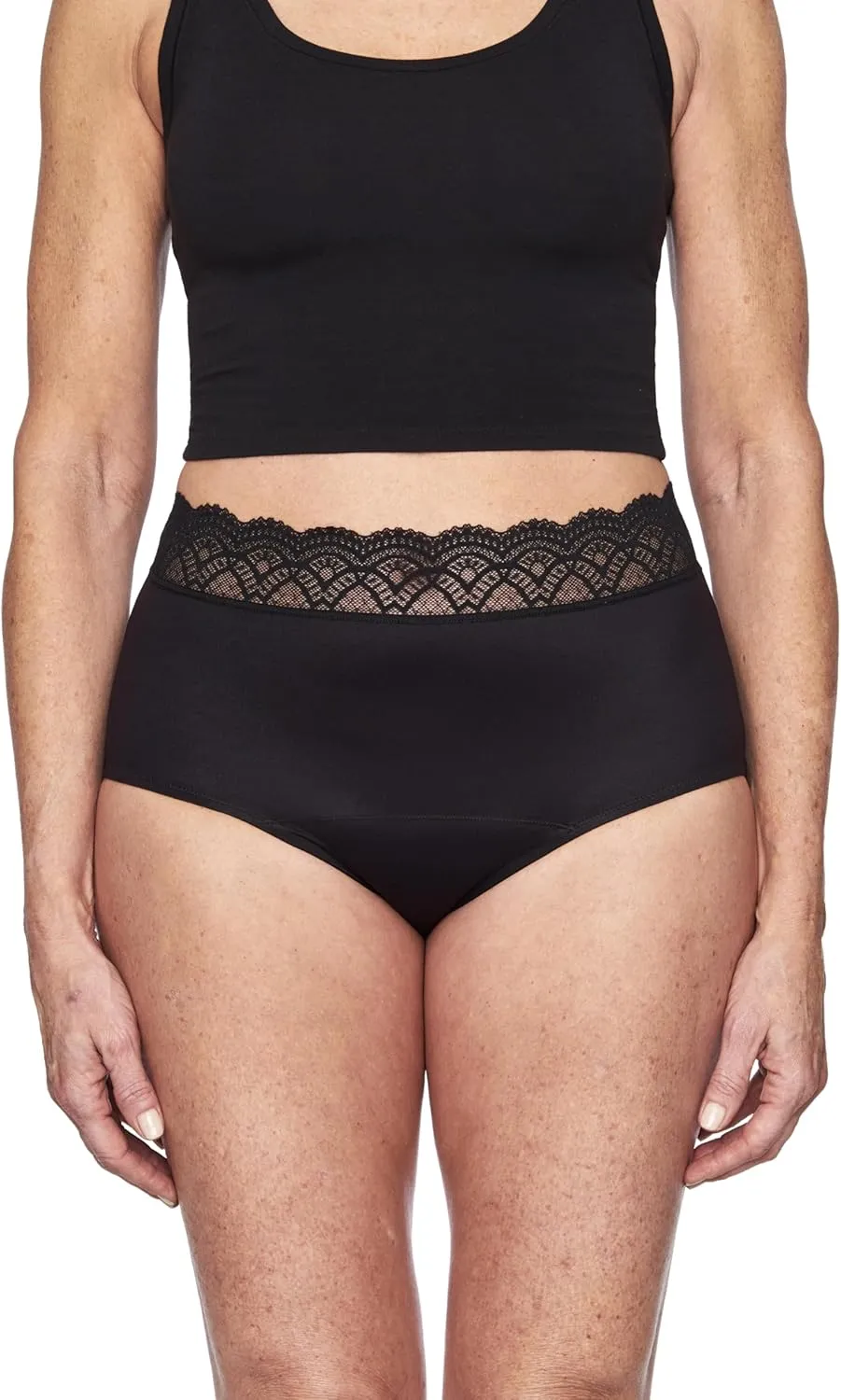 Hi-Waist Underwear, Holds up to 100ml or 6tbps or 1/4 Cup Worth of Liquid*, Light Absorbency Incontinence Underwear for Women, FSA HSA Approved Feminine Care, Black, M