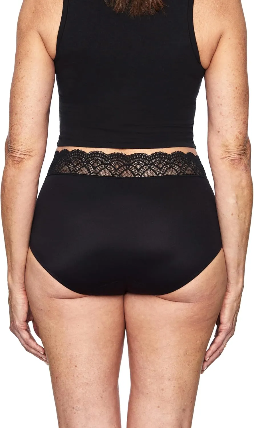 Hi-Waist Underwear, Holds up to 100ml or 6tbps or 1/4 Cup Worth of Liquid*, Light Absorbency Incontinence Underwear for Women, FSA HSA Approved Feminine Care, Black, M