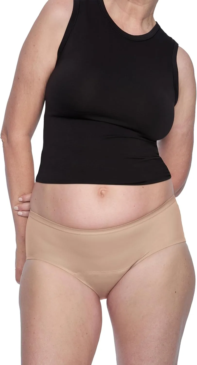 Hip-Hugger Underwear, Holds up to 100ml or 6tbps or 1/4 Cup Worth of Liquid*, Light Absorbency Incontinence Underwear for Women, FSA HSA Approved Feminine Care, Beige, L