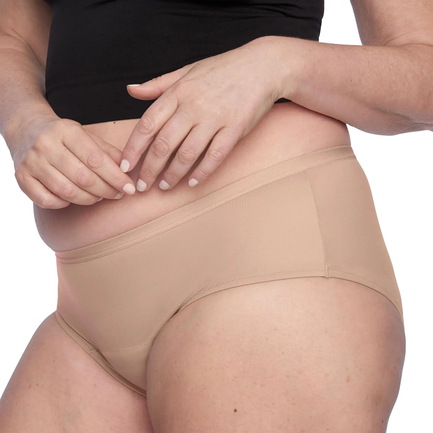 Hip-Hugger Underwear, Holds up to 100ml or 6tbps or 1/4 Cup Worth of Liquid*, Light Absorbency Incontinence Underwear for Women, FSA HSA Approved Feminine Care, Beige, XL