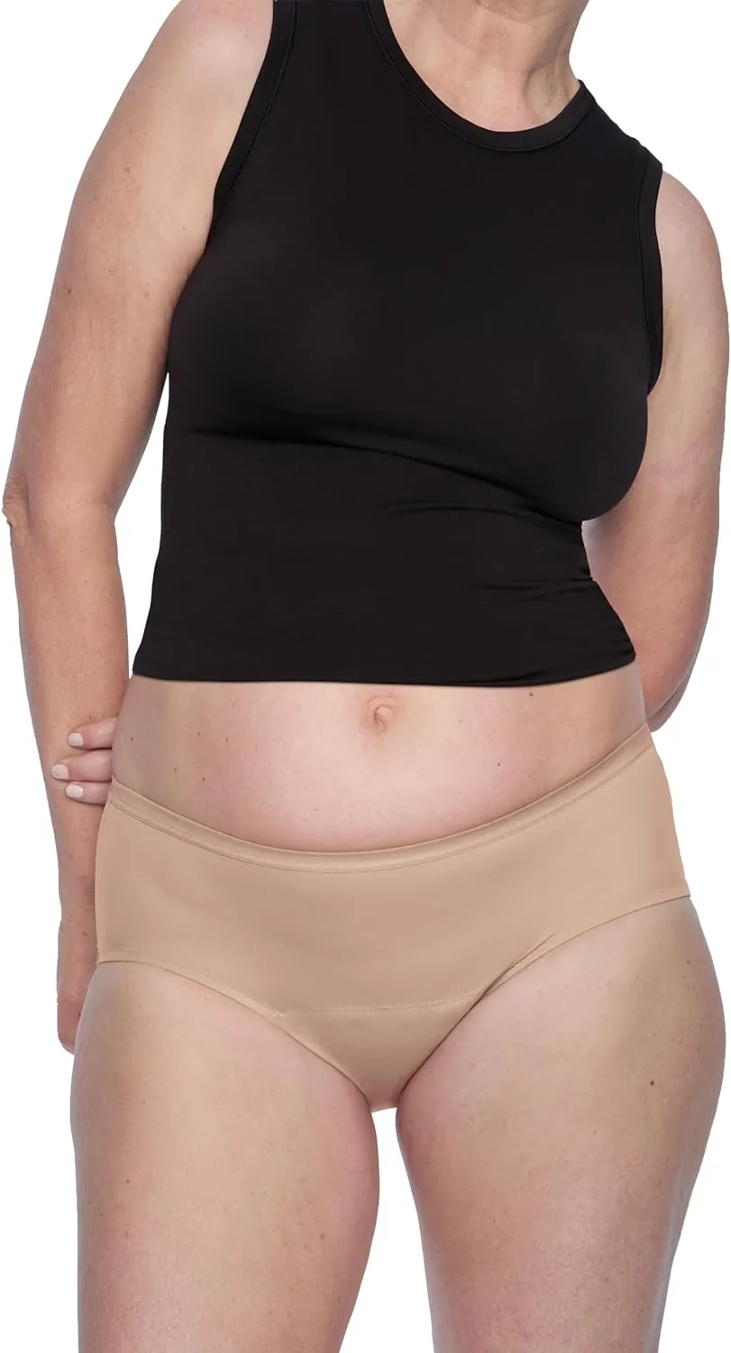 Hip-Hugger Underwear, Holds up to 100ml or 6tbps or 1/4 Cup Worth of Liquid*, Light Absorbency Incontinence Underwear for Women, FSA HSA Approved Feminine Care, Beige, XL