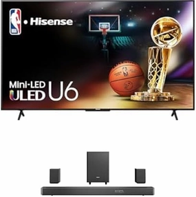 Hisense 65" 4K Mini-LED Google TV with 5.1.2Ch 500W Dolby Atmos Sound Bar with Wireless Subwoofer and Rear Speakers