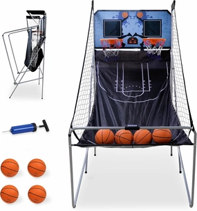 HomGarden Foldable Indoor Basketball Arcade Game Sport Double Triple Electronic Hoops Shot 2 Players w/4 Balls, Inflation Pump for Kids and Adults