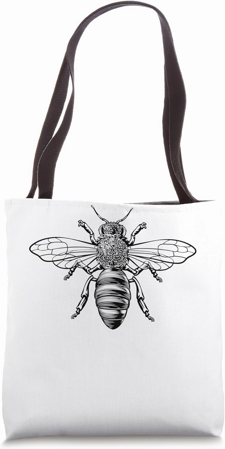 Honey Bumble Bee Woodcut Vintage Bumblebee Drawing Tote Bag