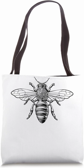 Honey Bumble Bee Woodcut Vintage Bumblebee Drawing Tote Bag