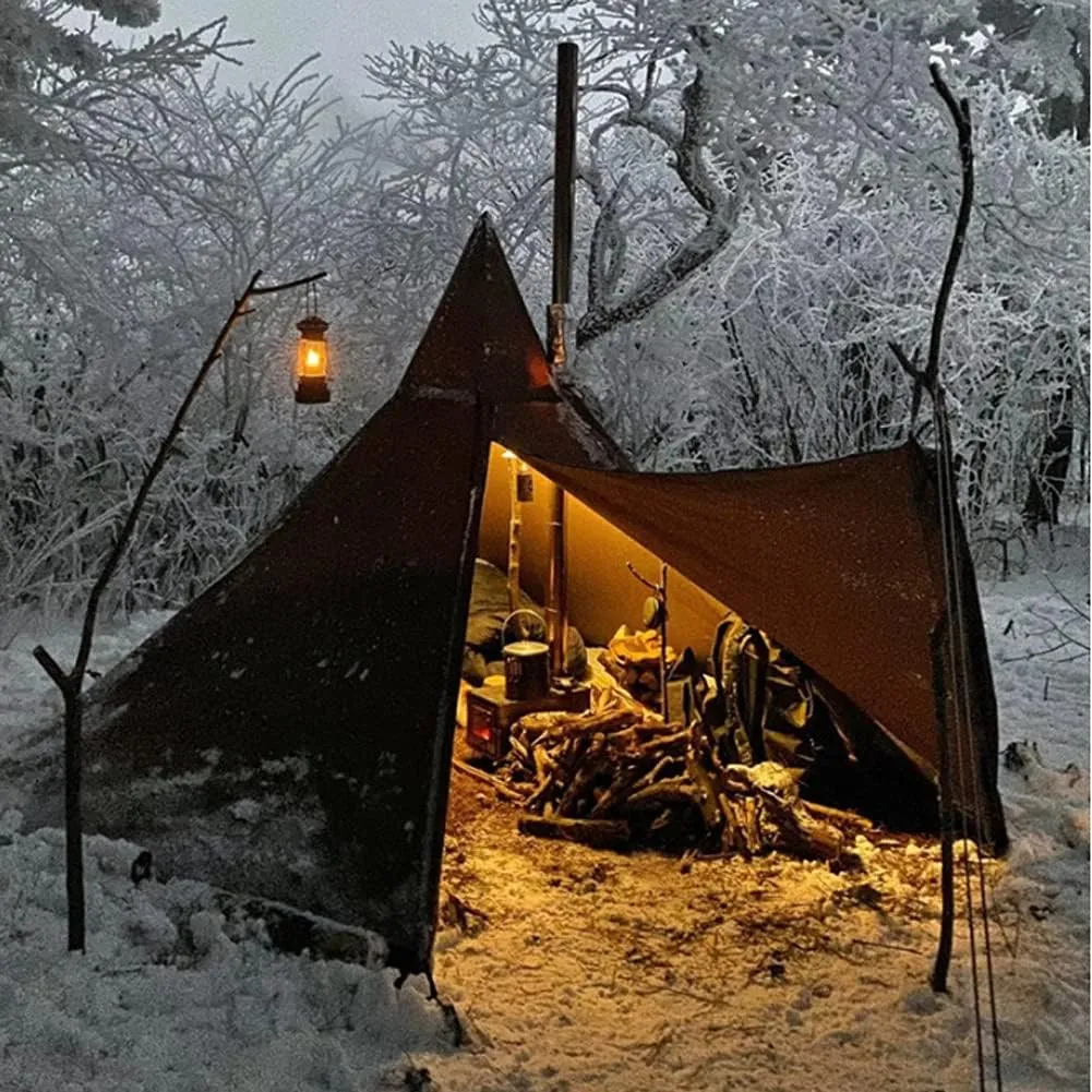 Hot Tent with Stove Jack,4 Season,3-4 Person Outdoor Tipi Tents,Family Teepee Heated Shelter for Camping Backpacking Hunting Fishing Waterproof Wind-Proof
