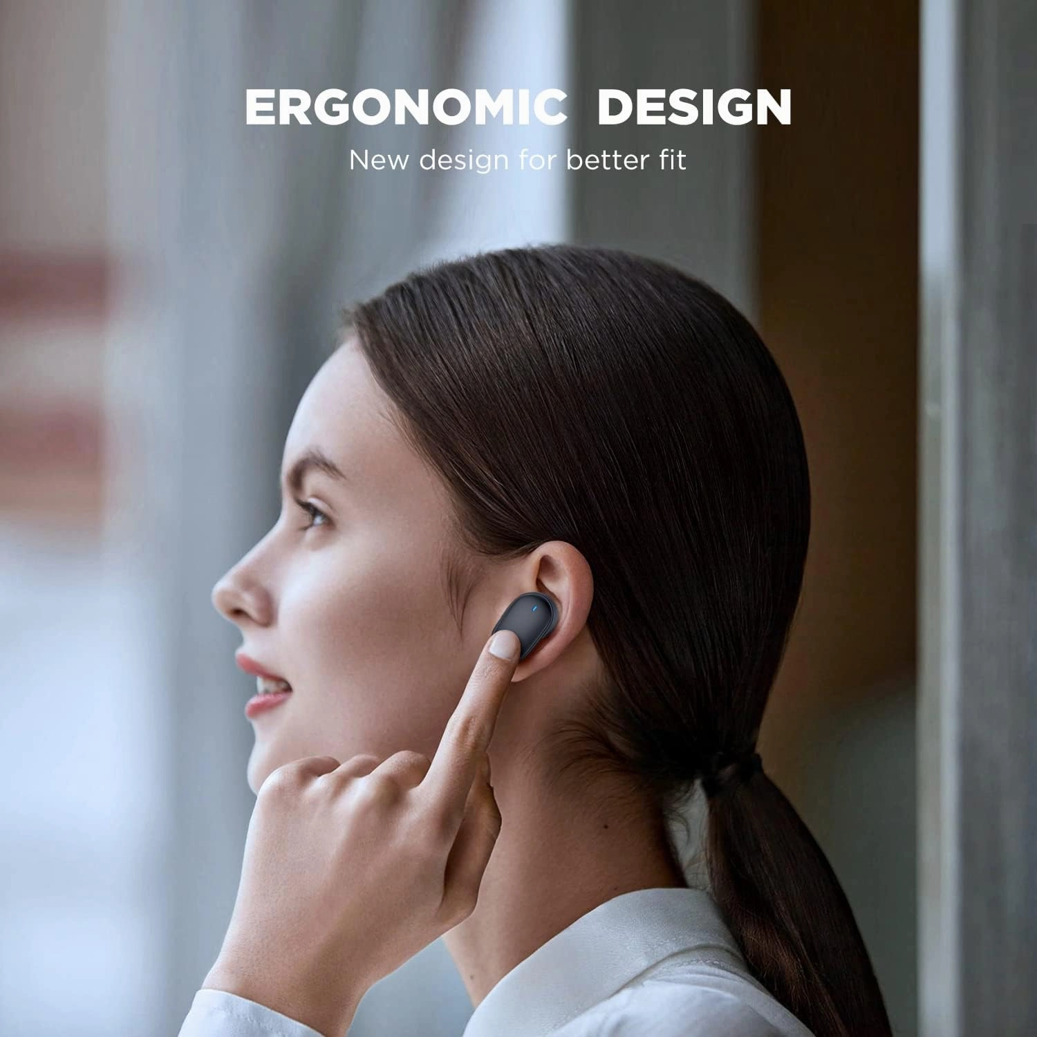 HTC True Wireless Bluetooth Earbuds 9 Bluetooth 5.3, in-Ear Earphones Transparent Case Design with Wireless Charging Fuction, 24Hour Playtime/Game Modes/Built-in Mic/Touch Control -Black