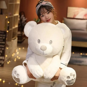 Huggable Stuffed White Teddy Bear - High-Quality Classic Plush Toy