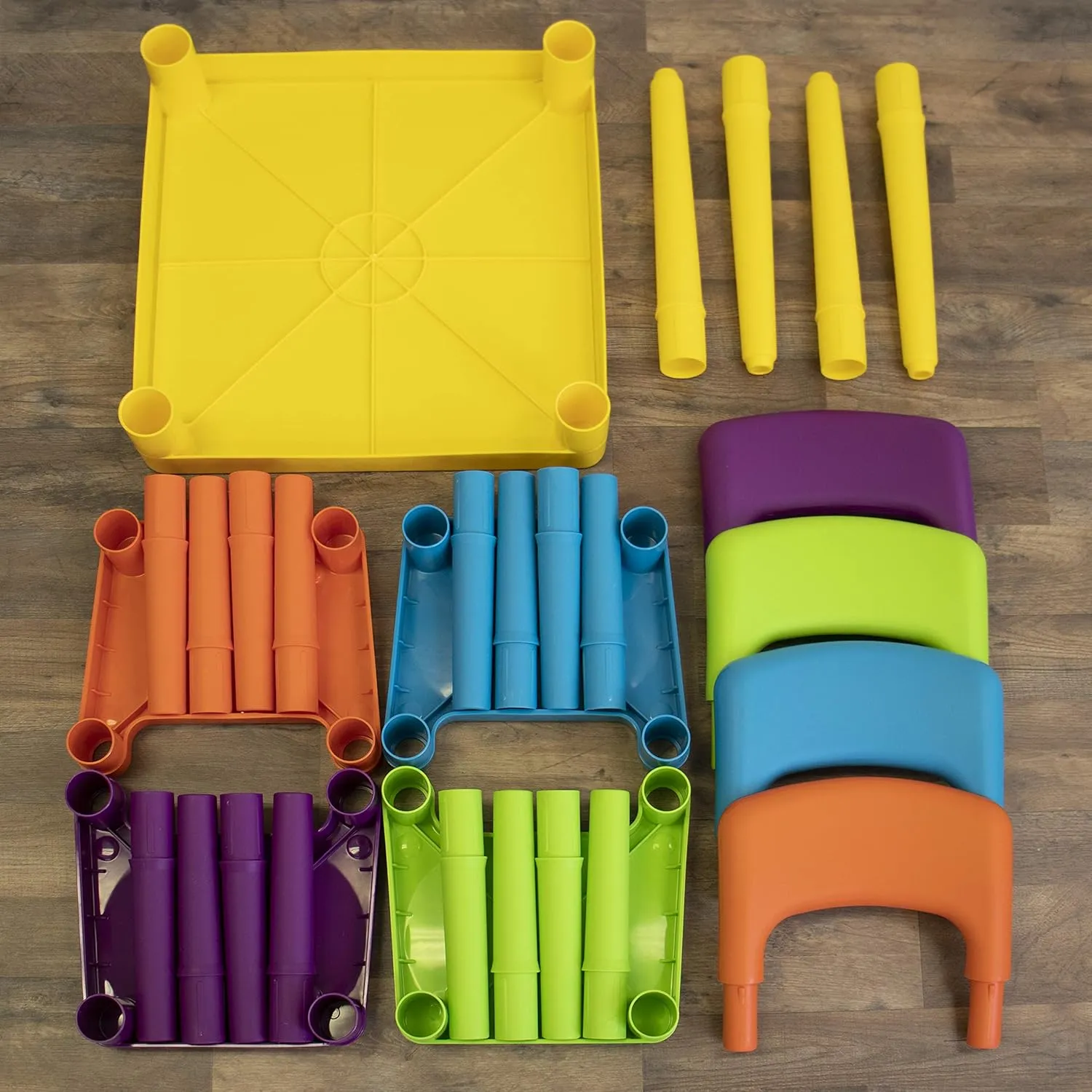 Humble Crew Kids Table and 4 Chair Set, Yellow Table with Chairs - Sturdy Toddler Activity Table for Playtime, Arts, Crafts, Reading, and More - 5-Piece Children’s Furniture for Daycare Playroom