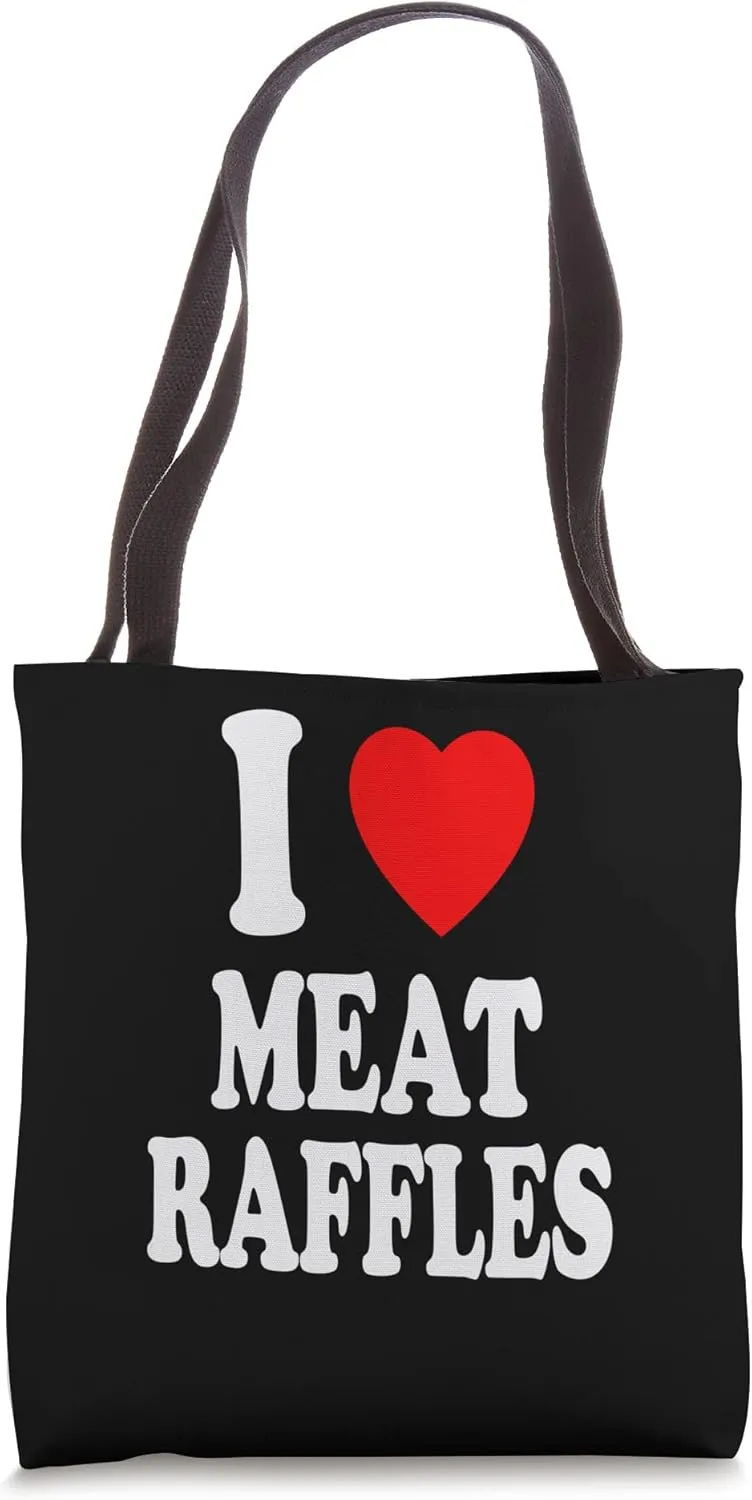 I Heart (Love) Meat Raffles Meat Draw Drawing Fundraiser Tote Bag