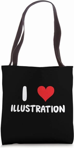 I Love Illustration Heart Illustrate Draw Drawing Art Artist Tote Bag