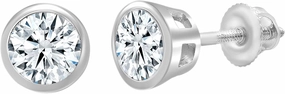 IGI Certified 1.00 Carat (ctw) Round Lab Grown White Diamond Basket Bezel Set Stud Earrings for Women in 14K Solid Gold
