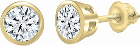 IGI Certified 1.00 Carat (ctw) Round Lab Grown White Diamond Basket Bezel Set Stud Earrings for Women in 18K Solid Gold