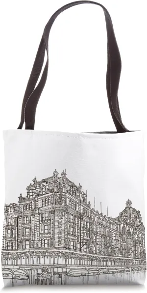 Illustration Hand drawing | Beautiful UK landmark Harrods | Tote Bag