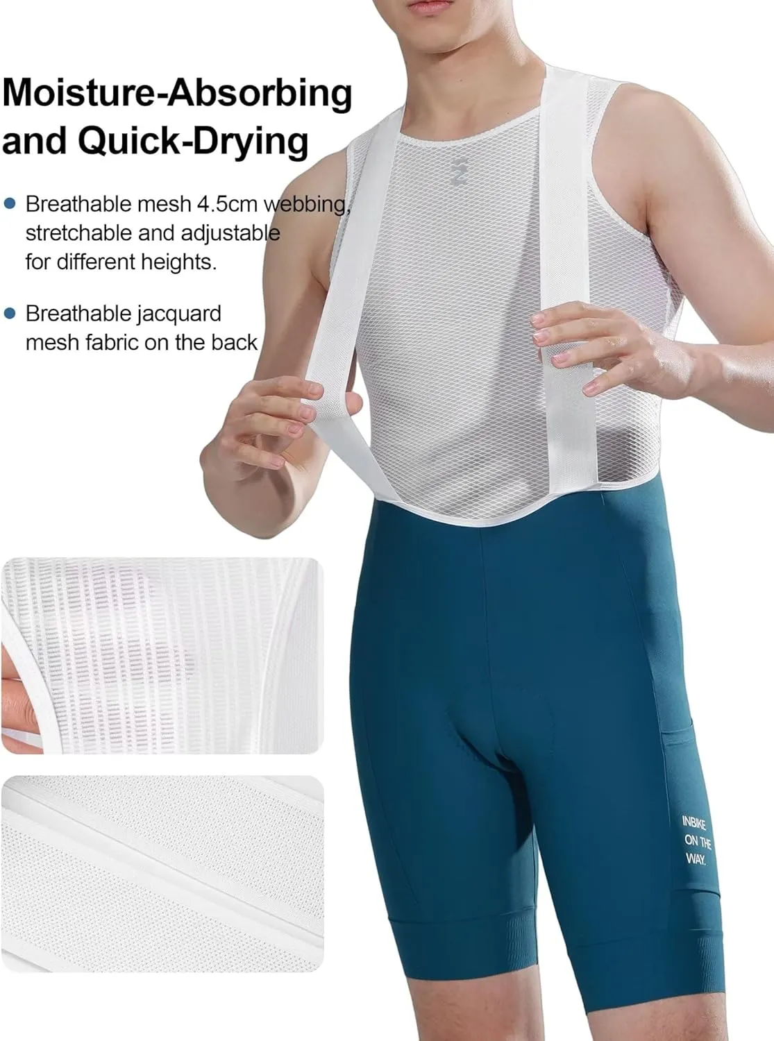 INBIKE Cycling Bib Shorts for Men, 3D Padded Breathable Road Bike Shorts Men, Lightweight Biking Bicycle Bibs with 2 Pockets
