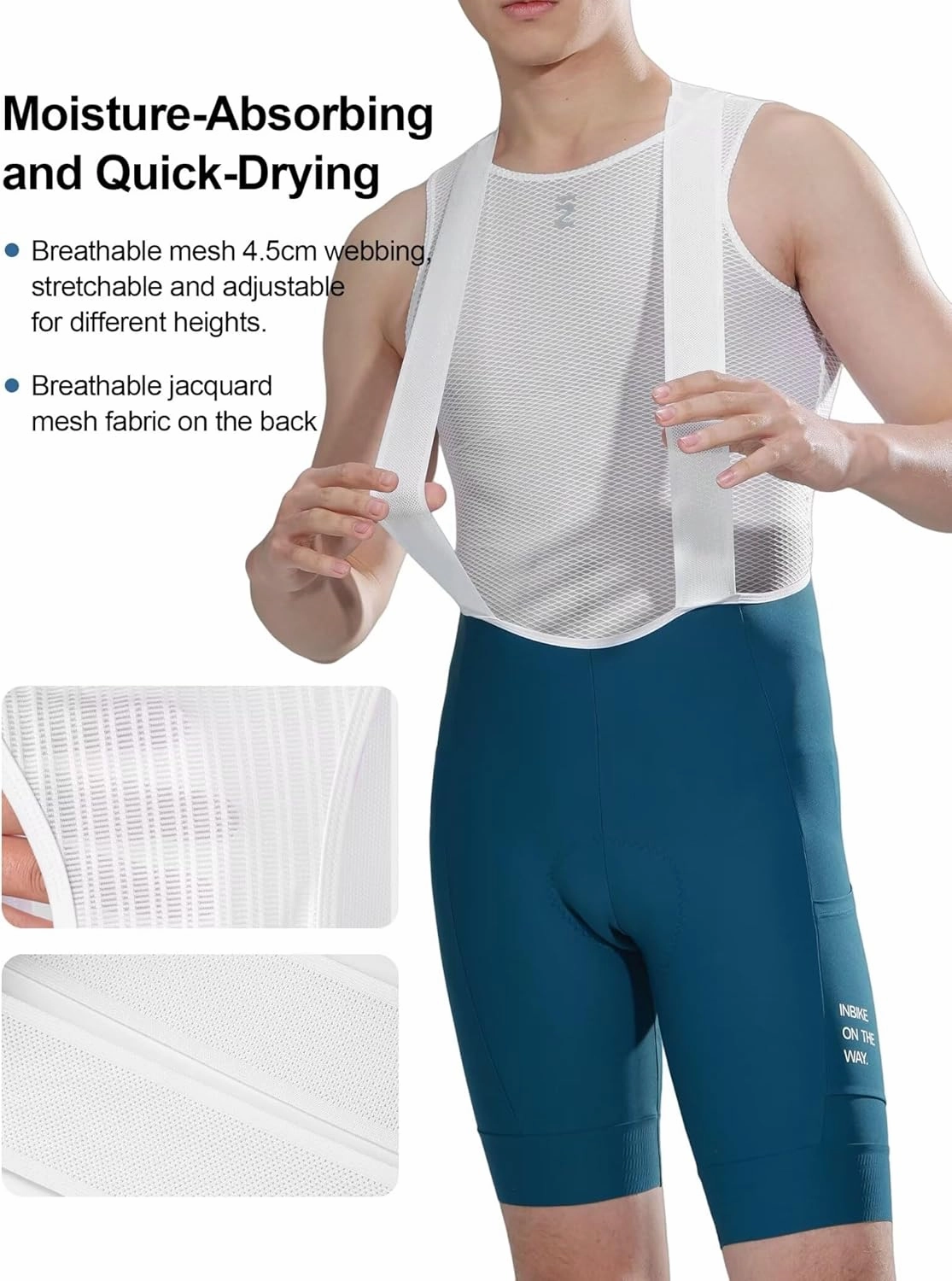 INBIKE Cycling Bib Shorts for Men, 3D Padded Breathable Road Bike Shorts Men, Lightweight Biking Bicycle Bibs with Pockets