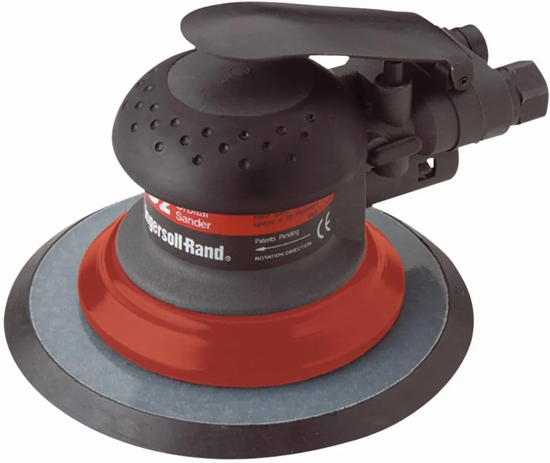 Ingersoll Rand 4152 6” Orbit Palm Pneumatic Sander with Pressure Sensitive Adhesive Pad, 12,000 RPM, Vacuum Ready, Lightweight, Composite Design, Low Vibration