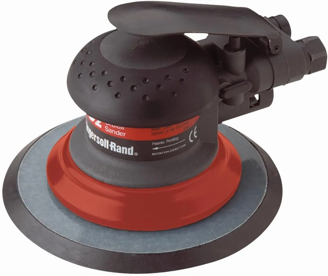 Ingersoll Rand 4152 6” Orbit Palm Pneumatic Sander with Pressure Sensitive Adhesive Pad, 12,000 RPM, Vacuum Ready, Lightweight, Composite Design, Low Vibration