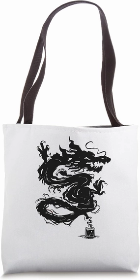 Ink Dragon Japanese Culture Monster Drawing Beast Lizard Tote Bag