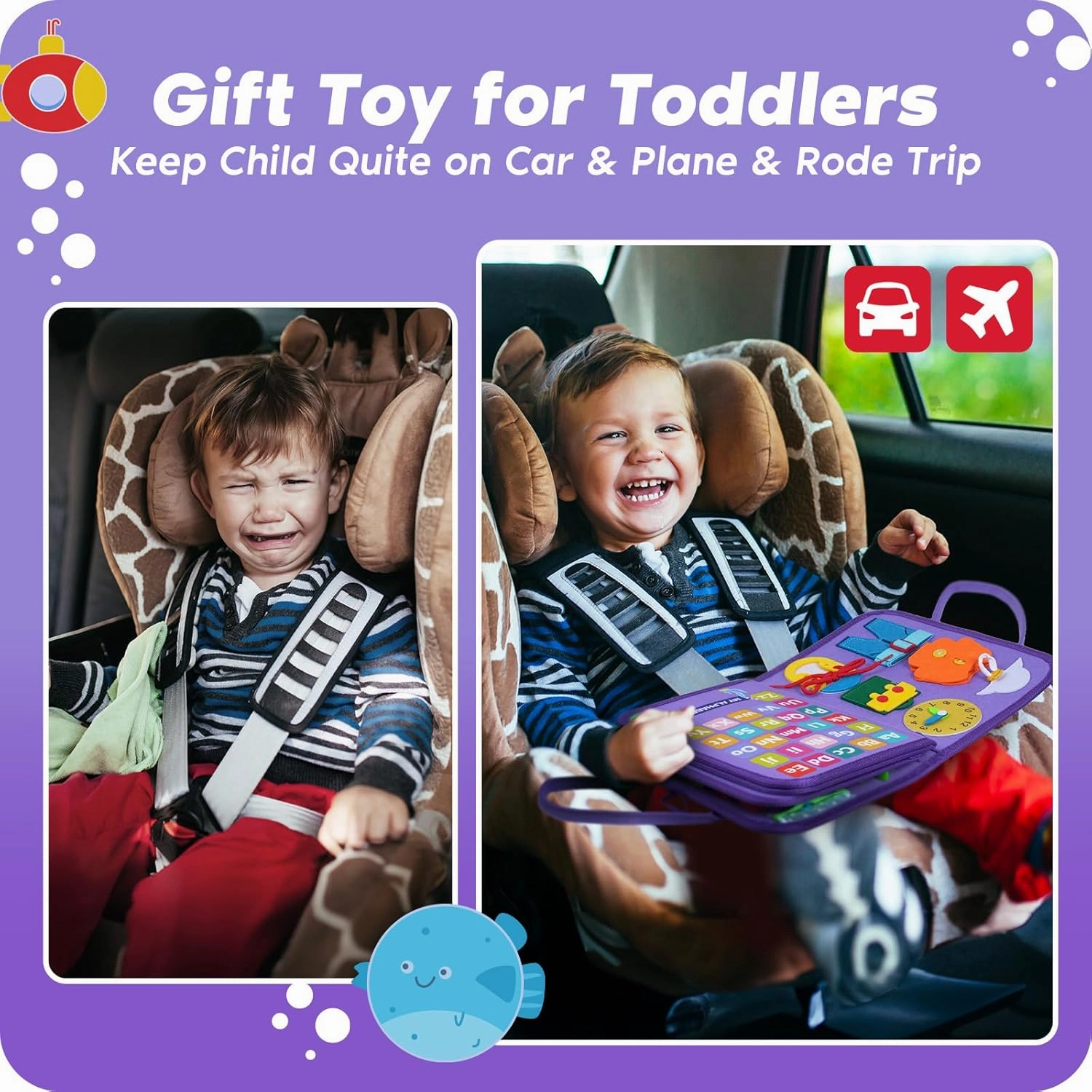 INKLAB Busy Board Montessori Toys for 1 2 3 4 Year Old, Sensory Toys for Toddlers 3 , Montessori Busy Book, First Birthday Gifts for Boys & Girls