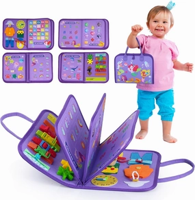 INKLAB Busy Board Montessori Toys for 1 2 3 4 Year Old, Sensory Toys for Toddlers 3 , Montessori Busy Book, First Birthday Gifts for Boys & Girls
