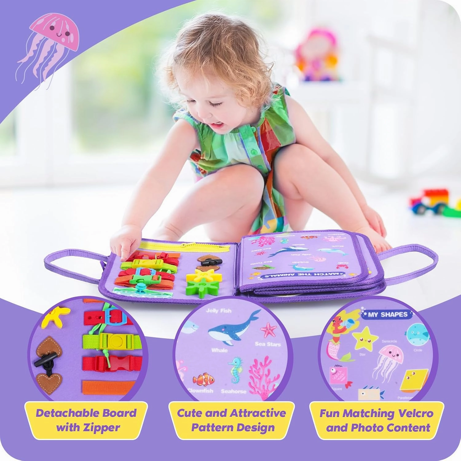 INKLAB Busy Board Montessori Toys for 1 2 3 4 Year Old, Sensory Toys for Toddlers 3 , Montessori Busy Book, First Birthday Gifts for Boys & Girls