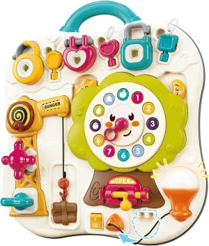 iPlay, iLearn Toddler Busy Board Toys, Montessorri Baby Sensory Toy for 1 Year Old, Kids Fine Motor Skill Learning Activity Board W/Light Sound, Birthday Gift for 12 18 Month Infant 2 3 4 Yr Girl Boy