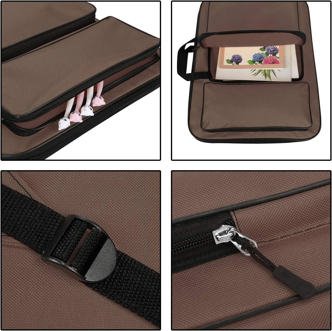 ITODA A3 Art Portfolio Carry Case Bag Drawboard Tote Handheld Storage Portable Shoulder Lightweight Box for 8k Sketch Pad Artist Drawing Painting Supplies