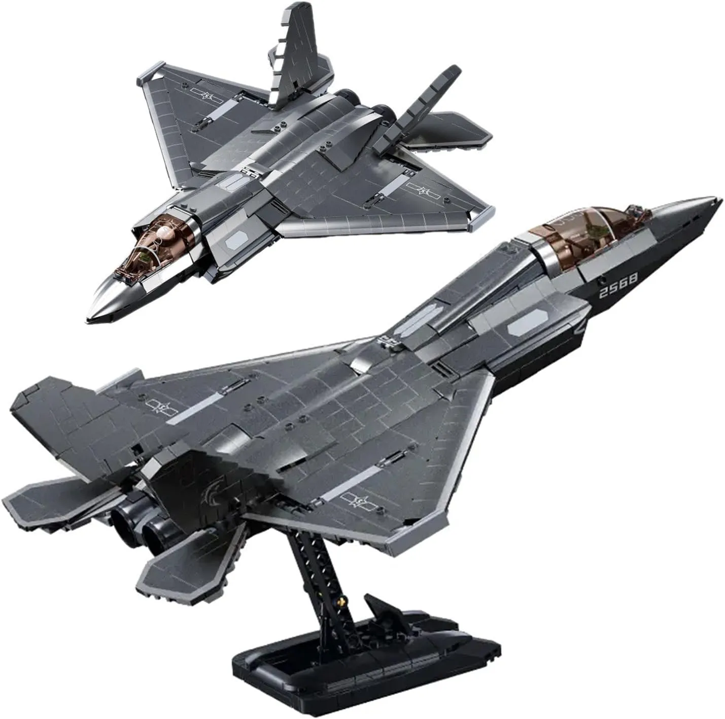 J-35 Fighter Aircraft Building Kit - 1:44 Scale, 838 PCS Military Army Toy Set with 1 Toy Soldier & Display Stand - Ideal Gift for Teens & Adults