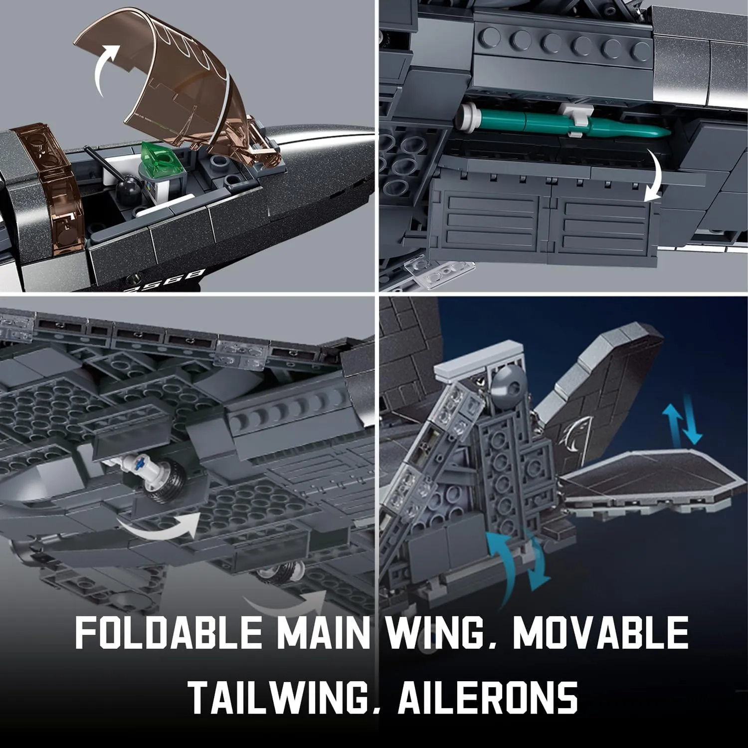 J-35 Fighter Aircraft Building Kit - 1:44 Scale, 838 PCS Military Army Toy Set with 1 Toy Soldier & Display Stand - Ideal Gift for Teens & Adults