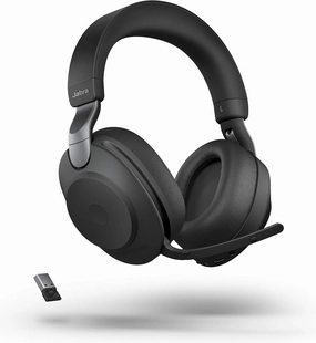 Jabra Evolve2 85 Wireless Headset USB Stereo UC, Bluetooth Dongle, Compatible with Zoom, Webex, Skype, Smartphones, Tablets, PC/MAC, 28599-989-999 (Black), Global Teck Gold Support Plan Included