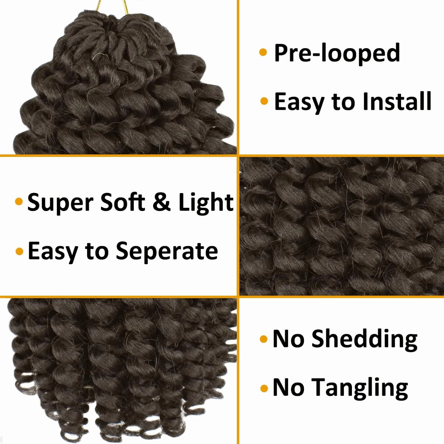 Jamaican Bounce Curly Crochet Hair 8 Inch 5 Packs Wand Curl Crochet Hair Braids Dark Brown Short Curly Braiding Hair Extensions For Black Women (8inch, color 4)