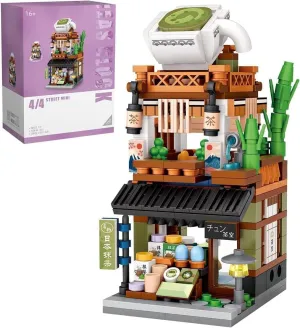 Japanese Street View Matcha Shop Building Kits, 379 PCS Modular House Building Set Mini DIY Building Model Set, Architecture Modular Construction Set Gift for Adults and Teens