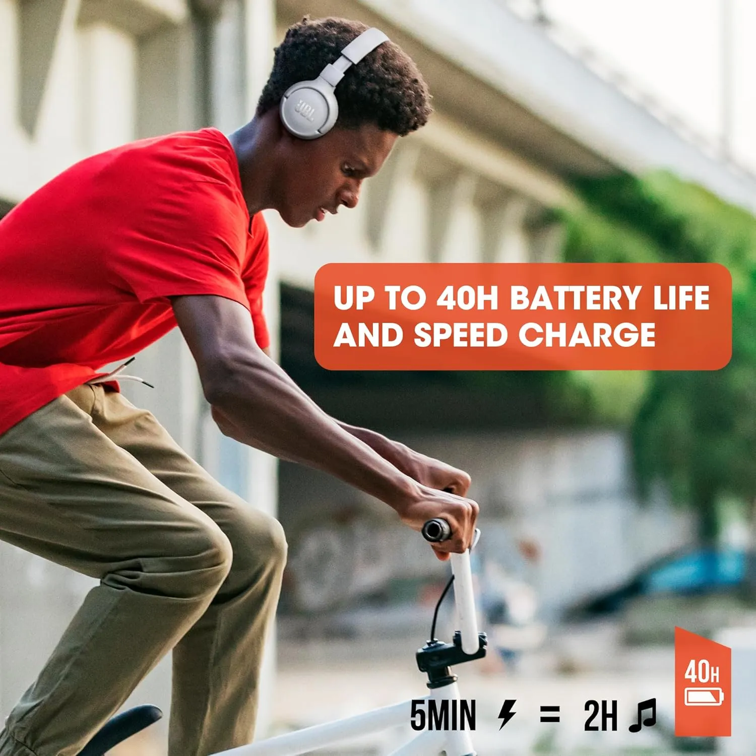 JBL Tune 510BT - Bluetooth headphones with up to 40 hours battery, microphone for call, foldable and comfortable, Android and iOs compatible (Blue)
