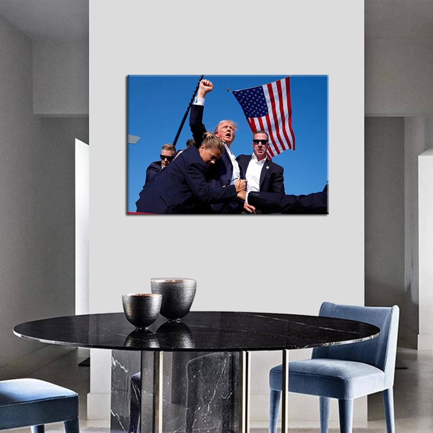 JGGXHM Decor Donald Trump Assassination Attempt Fight Picture on Stretched Canvas Wall Art, Ready to Hang! 40x60cm/16x24inch, Inner Frame