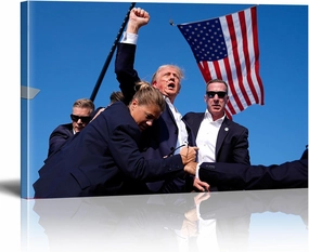 JGGXHM Decor Donald Trump Assassination Attempt Fight Picture on Stretched Canvas Wall Art, Ready to Hang! 40x60cm/16x24inch, Inner Frame
