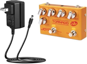 JOYO Overdrive Effect Pedal (TORNADO R-21) Bundle with JOYO DC 9V 500mA Guitar Pedal Power Supply Adapter