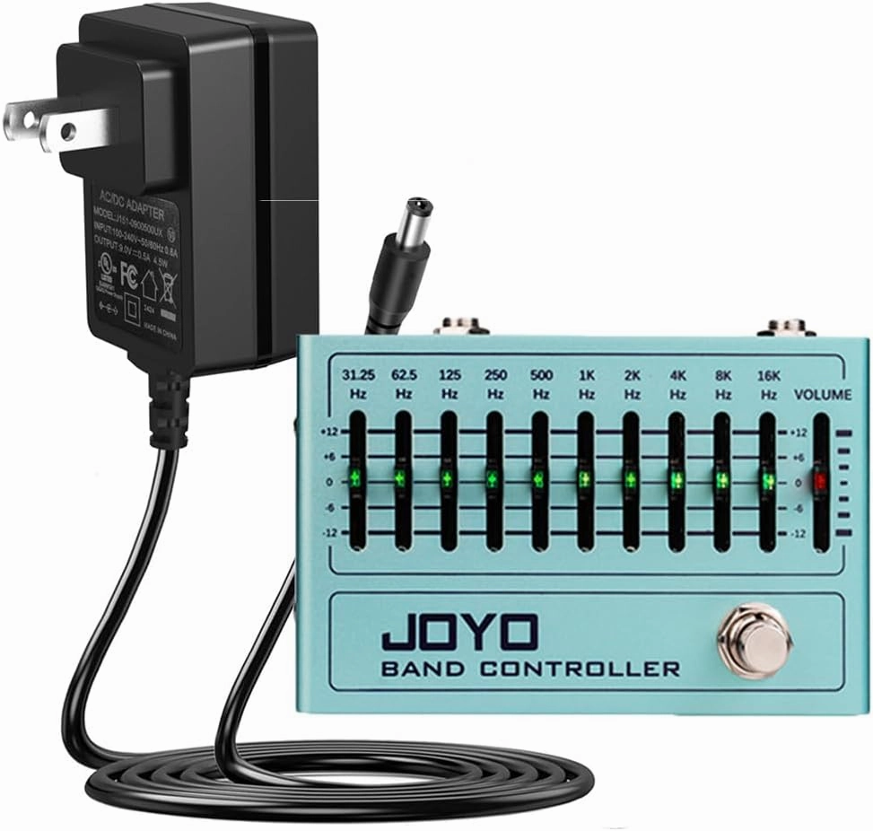 JOYO EQ Pedal 10 Band Equalizer R-12 with DC 9V 500mA Pedal Power Adapter