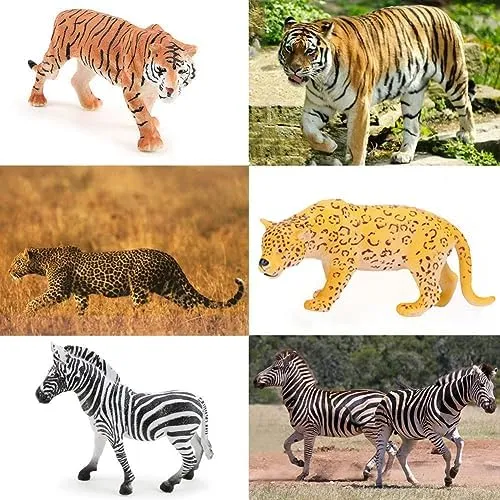 Jumbo Safari Animal Figures Set, 12 Realistic Jungle Zoo Toys, Elephant, Giraffe, Lion, Tiger, Gorilla for Kids Toddlers