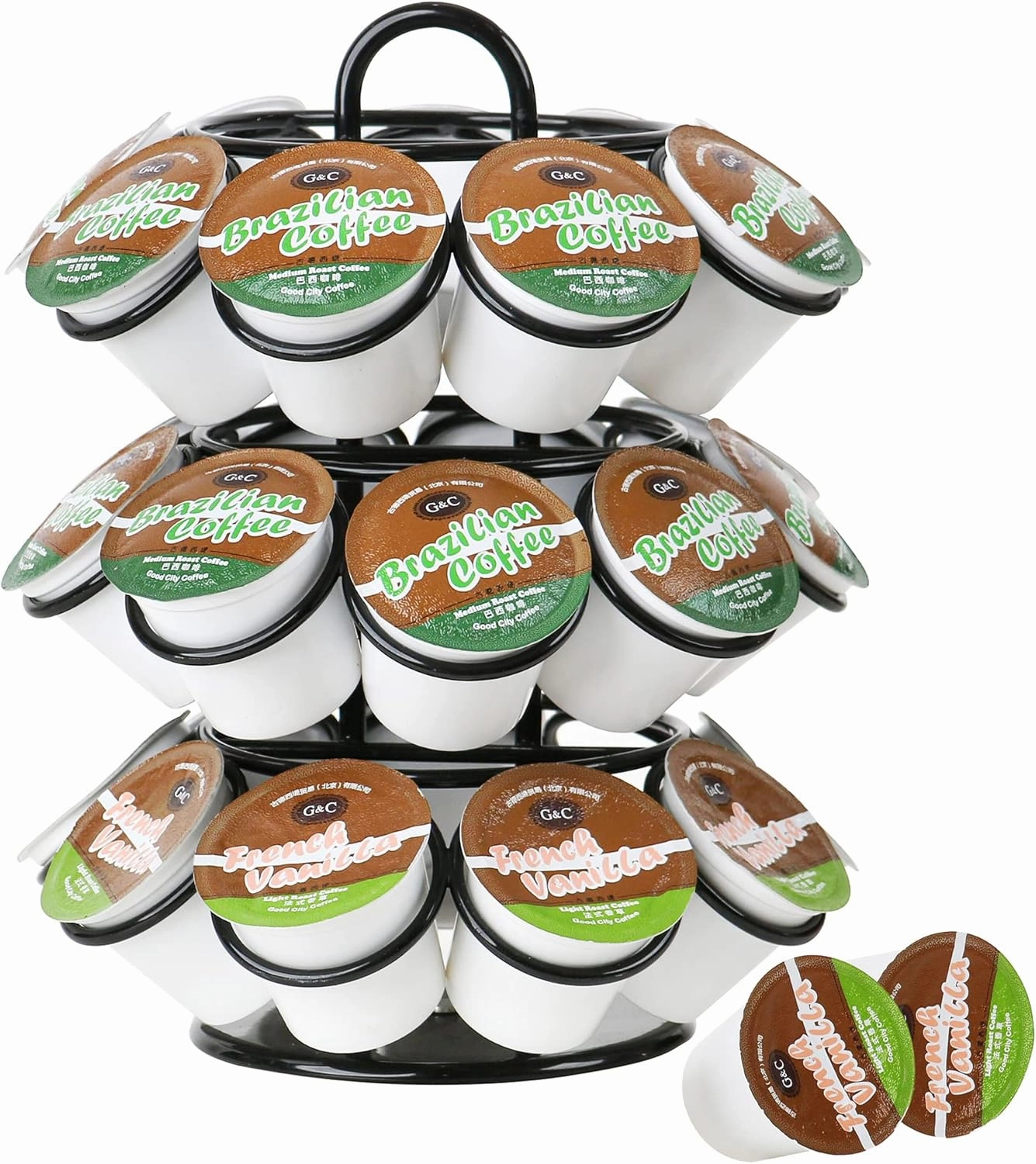 K Cup Holder, Coffee Pod Holder for Keurig, Coffee Pod Storage Organizer for K-cups, Compatible with Keurig Pods and Dolce Gusto, Holds 27 Pods, 360-Degrees Rotating -Black