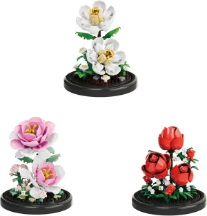 Kadablk Mini Brick Flower Building Kit with Display Cover- 500PCS Micro Bricks for Realistic Artificial Flowers, Gardenia,Rosa multiflora Thunb and Rose,Perfect for Home Decor and Gifts