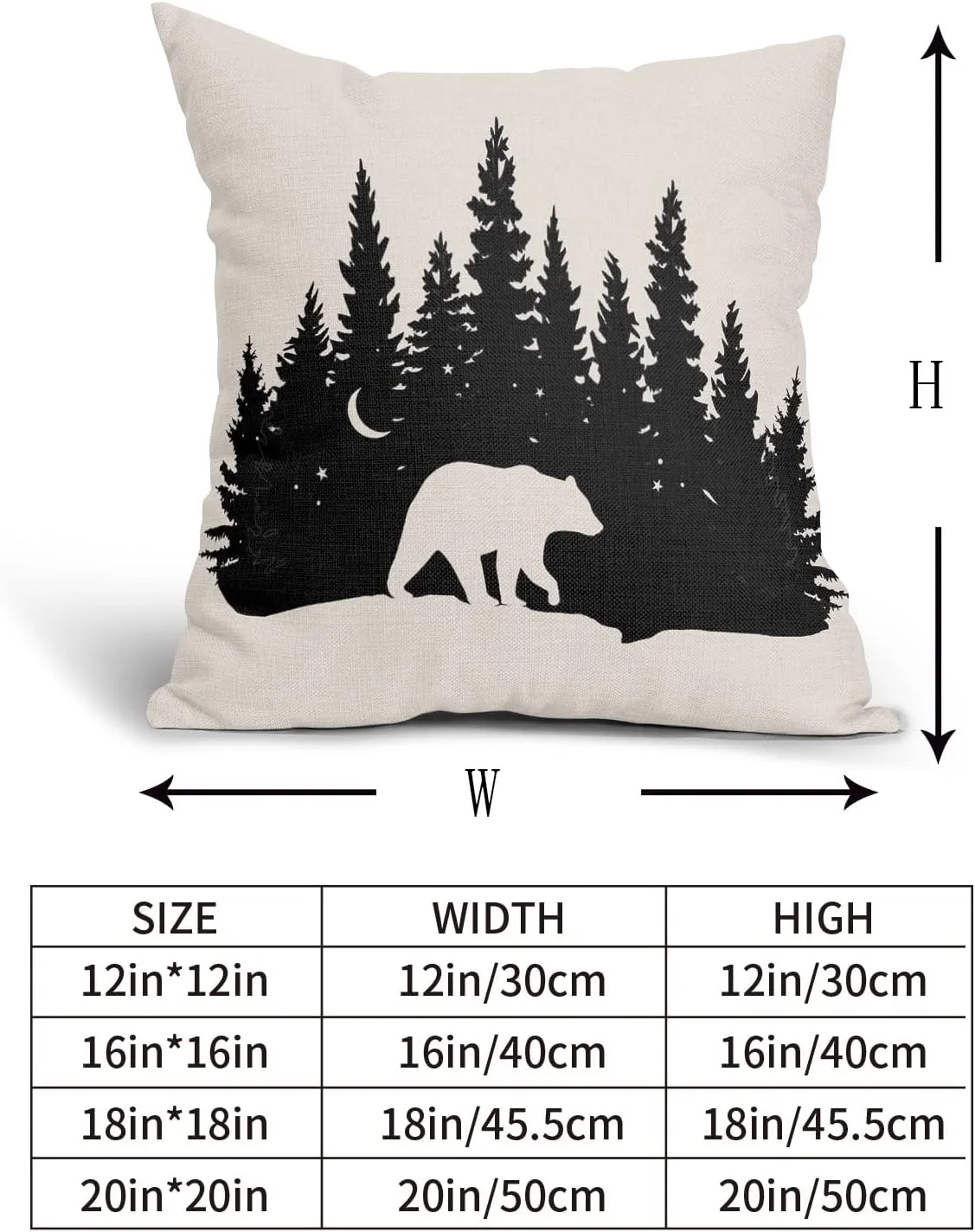 Kawani Bear Black Pillow Covers 18X18 in Cabin Rustic Bear Crossing Forest Decorative Couch Pillow Cases with Zipper Set of 2 Home Decor for Living Room Bedroom Bed Cushion Outdoor