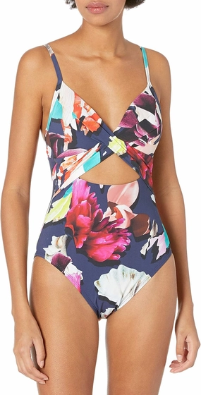 Kenneth Cole Women's Standard Over The Shoulder Push Up Mio One Piece Swimsuit