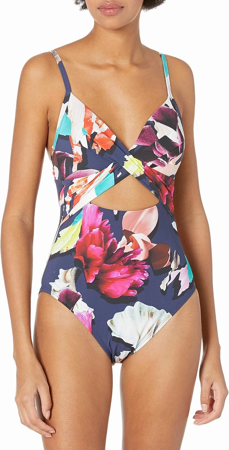 Kenneth Cole Women's Standard Over The Shoulder Push Up Mio One Piece Swimsuit