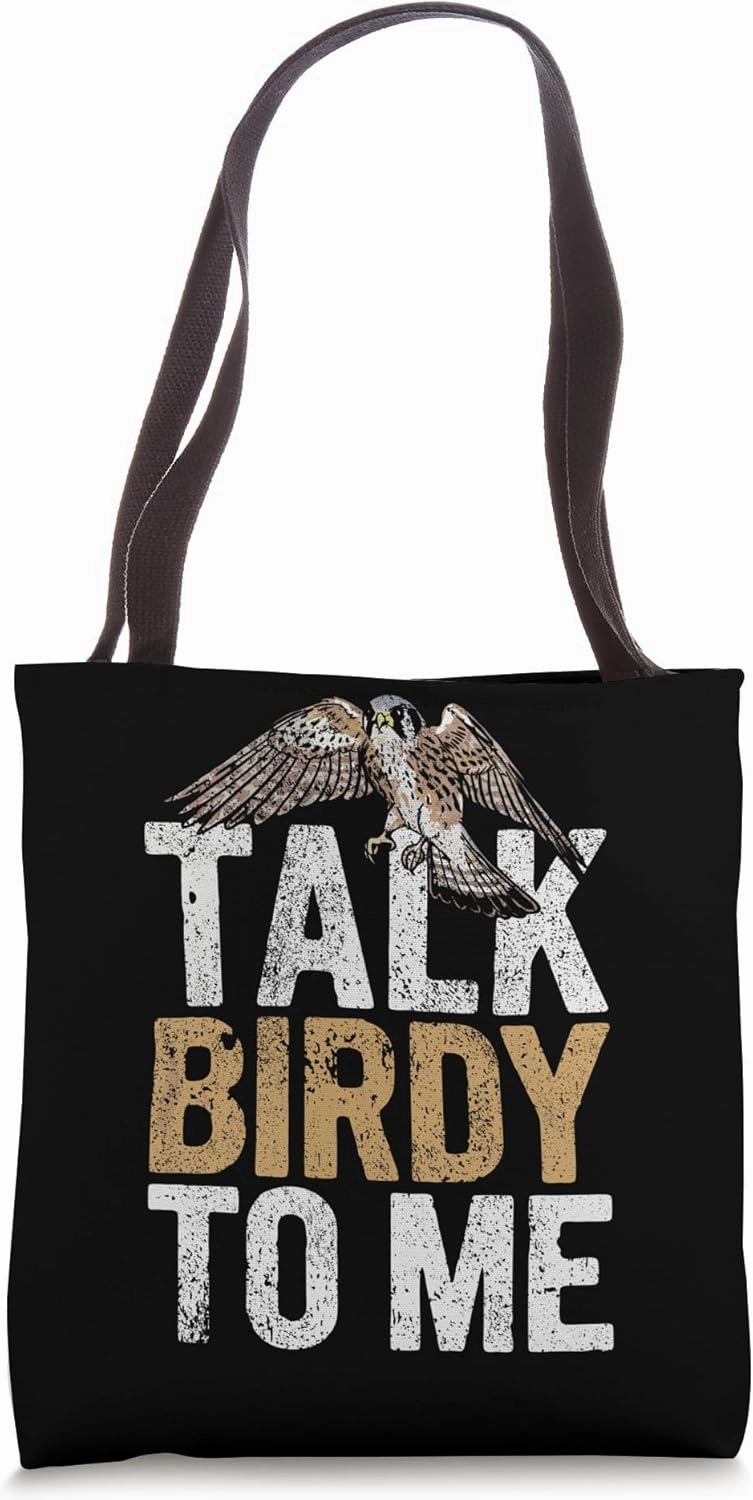 Kestrel Birding Funny Talk Birdy Ornithologist Pun Kestrel Tote Bag