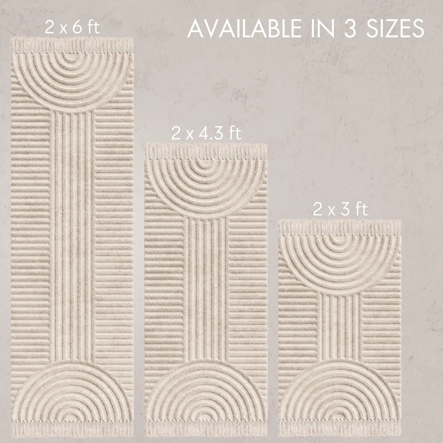 KIBAGA Boho Bathroom Rug with Tassels - Soft, Washable, Non-Slip Cotton Mat - Perfect 2x4.3 ft. Size to Enhance Modern Home Decor